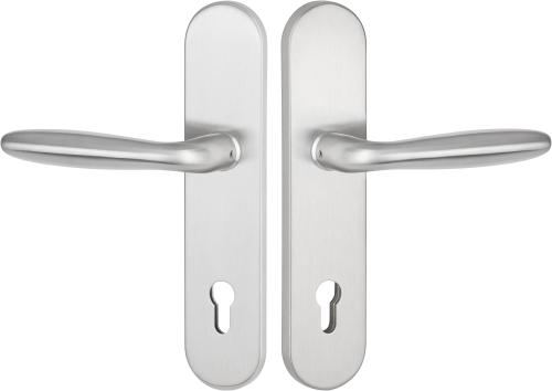 Artikelbild des Artikels “Schutzdrückergarnitur Serie DREAM Edelstahl matt, beidseitig Klinke 92mm für Haustüren | OHNE | beidseitig Drücker“