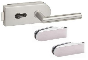 Artikelbild des Artikels “Glastürbeschlagset Serie ONE mit Drücker und Bandpaar für Profilzylinder vorgerichtet (PZ) PZ vorgerichtet“
